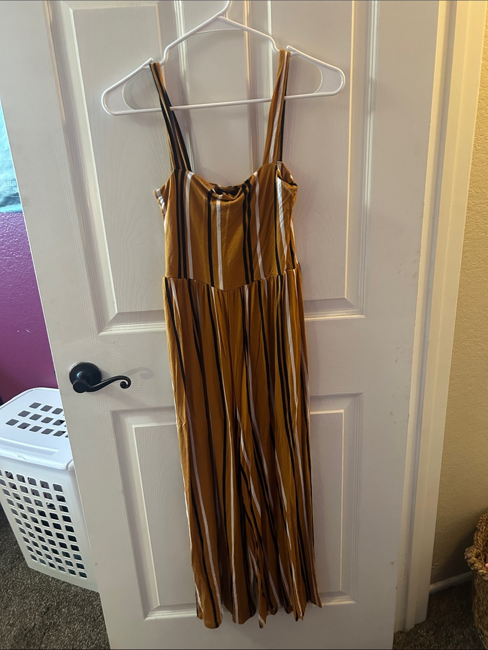 Striped Mustard Maxi Jumpsuit